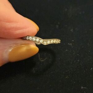 Freida Rothman Sterling Silver Finished In Rhodium Pinkie Or Toe Wave Ring Sz 4